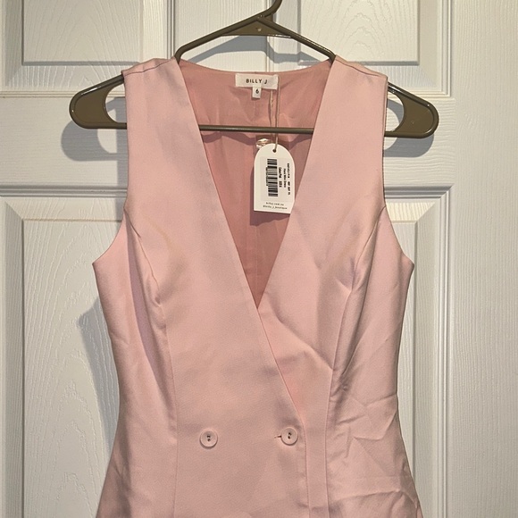 Elegant Bluh / baby Pink Double-Breasted Mini Dress - Picture 5 of 5